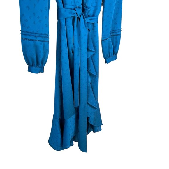 Veronica Beard Blue Miriam Waist Tie Long Sleeve Wrap Midi Dress 4 - Picture 3 of 13